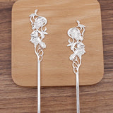 20 PCS Retro Hollow Out Flowers Hairpin Base Metal Alloy Hair Sticks
