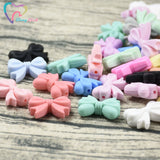 20 PCS Silicone Bow Tie Beads Baby DIY Teething Necklace Pendants