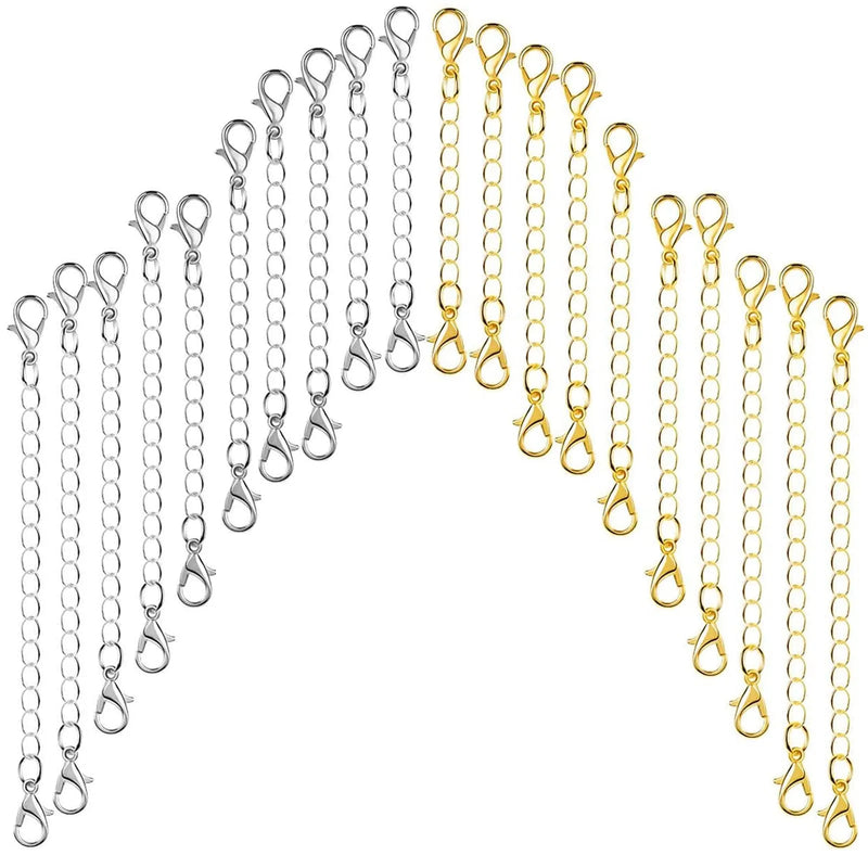 20 PCS Stainless Steel Necklace Extenders with Lobster Claw Clasps