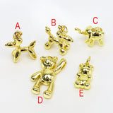 20 PCS Balloon Dog Charms 18K Plated Bear Pendants Necklace Jewelry Making