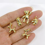 20 PCS Balloon Dog Charms 18K Plated Bear Pendants Necklace Jewelry Making