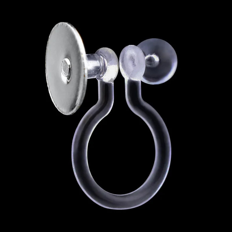 20 PCS Stainless Steel Ear Clip Settings For Jewelry Making Resin Transparent
