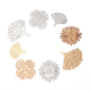 20 PCs Hollow Copper Gingko Leaf Filigree Stamping Charms Flowers Charm Pendants