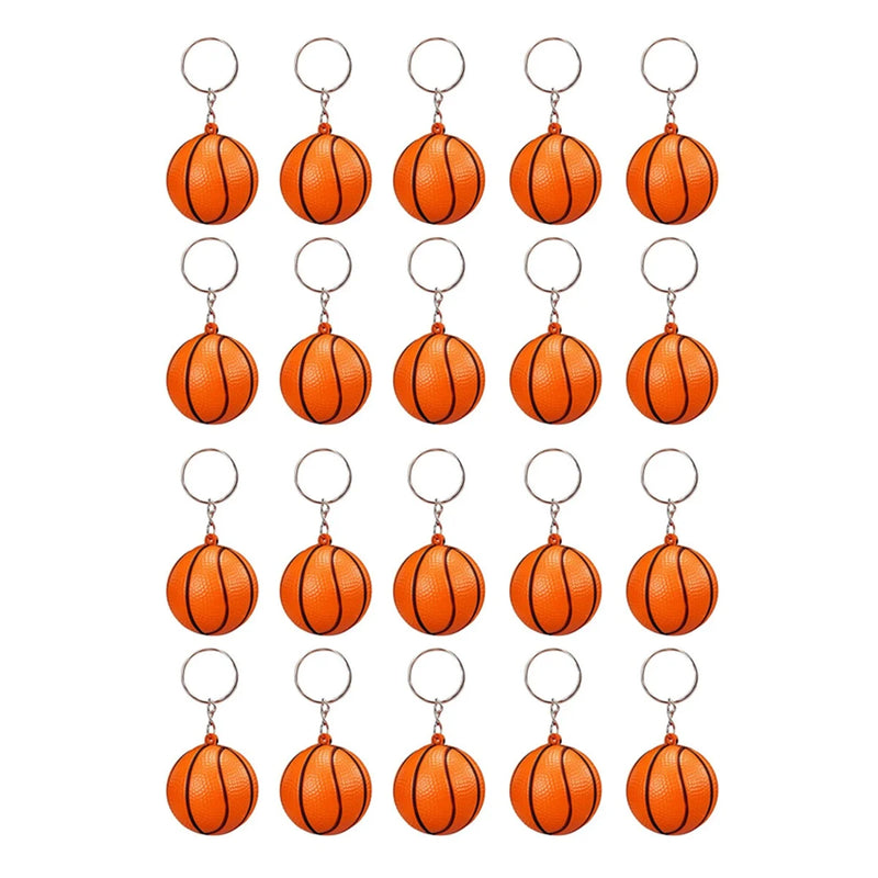 20 Pack Basketball Ball Keychains for Party Favors, Stress Ball, Carnival Reward