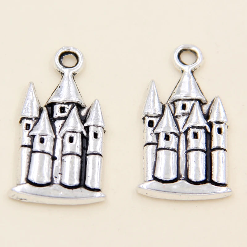 20 Pack European Castle 13x23mm Tibetan Silver Pendant Antique Jewelry DIY