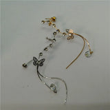 Butterfly Tassel Chain Asymmetric Clip Earrings Ear Cuff Rhinestone Jewelry