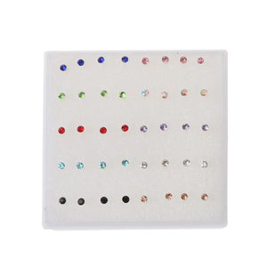 20 Pairs Faux Rhinestone Ear Studs Earrings