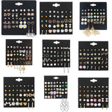 20 Pairs Rhinestone Flower Geometric Animal Earrings Set