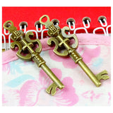 20 Pcs Crown Key Charms Pendants Antique Bronze Plated DIY Jewelry Findi