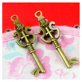 20 Pcs Crown Key Charms Pendants Antique Bronze Plated DIY Jewelry Findi