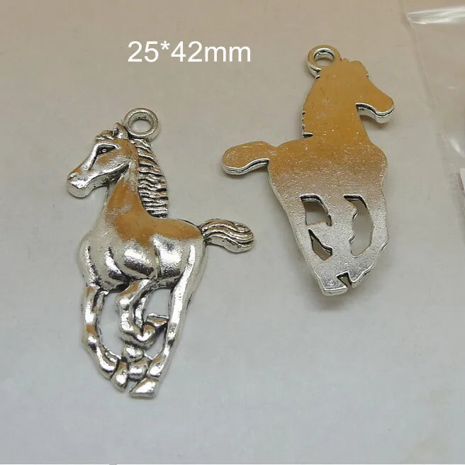 20 Pcs Antique Metal Horse Charms 25*42mm Vintage Metal Horse Pendant