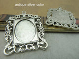 20 Pcs Flower Square Pendant Tray 18*25mm Oval Cabochon Frame Jewelry Supplies