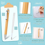 20 Pcs Bamboo Retractable Ballpoint Pen with Extra Refills, 1 mm Ink, Wooden Pen