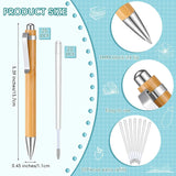 20 Pcs Bamboo Retractable Ballpoint Pen with Extra Refills, 1 mm Ink, Wooden Pen