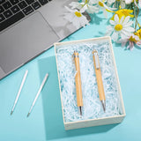 20 Pcs Bamboo Retractable Ballpoint Pen with Extra Refills, 1 mm Ink, Wooden Pen