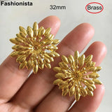 20 Pcs 32mm Brass Filigree Flower Bead Caps DIY Jewelry Crafts