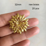 20 Pcs 32mm Brass Filigree Flower Bead Caps DIY Jewelry Crafts