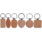 20 Pcs Blank Wooden Keychain DIY Key Chains Key Tags Mixed Design