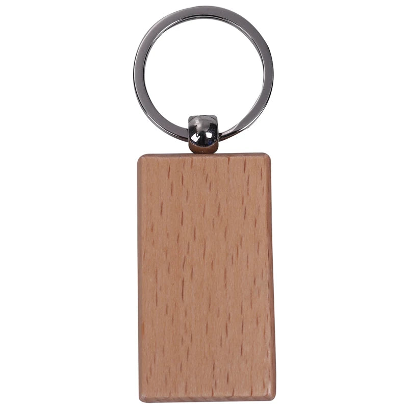 20 Pcs Blank Wooden Keychain DIY Key Chains Key Tags Mixed Design