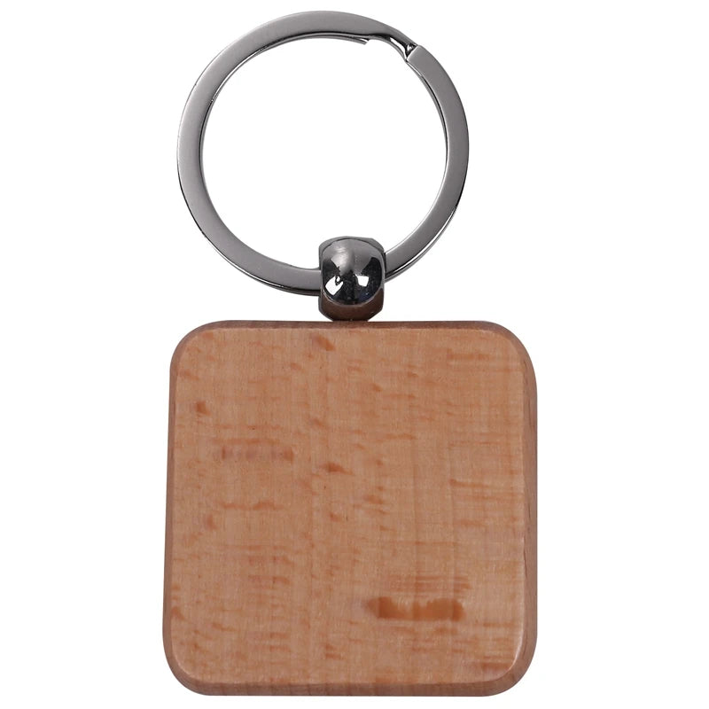 20 Pcs Blank Wooden Keychain DIY Key Chains Key Tags Mixed Design