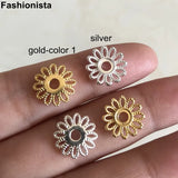 20 Pcs Brass Filigree Bead Caps 12mm - Flower Hollow Petals Metal Bead Cap