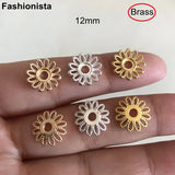 20 Pcs Brass Filigree Bead Caps 12mm - Flower Hollow Petals Metal Bead Cap