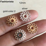 20 Pcs Brass Filigree Bead Caps 12mm - Flower Hollow Petals Metal Bead Cap