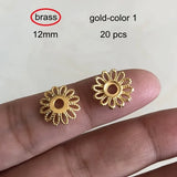 20 Pcs Brass Filigree Bead Caps 12mm - Flower Hollow Petals Metal Bead Cap