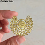 20 Pcs Brass Filigree Flower Ornament 38x33mm Raw Steel-color Embellishment