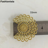 20 Pcs Brass Filigree Flower Ornament 38x33mm Raw Steel-color Embellishment
