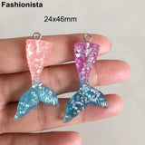 20 Pcs DIY Resin Mermaid's Tail Charms Flat Back Fish Tail Pendant
