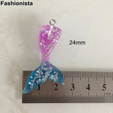 20 Pcs DIY Resin Mermaid's Tail Charms Flat Back Fish Tail Pendant
