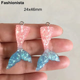 20 Pcs DIY Resin Mermaid's Tail Charms Flat Back Fish Tail Pendant