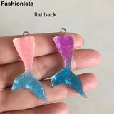 20 Pcs DIY Resin Mermaid's Tail Charms Flat Back Fish Tail Pendant