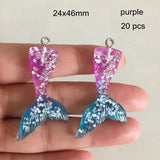 20 Pcs DIY Resin Mermaid's Tail Charms Flat Back Fish Tail Pendant