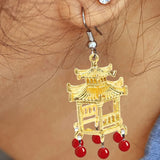 20 Pcs Gold Hanging Earring Bracelet Key Charms Pagoda Pendants Alloy Jewelry