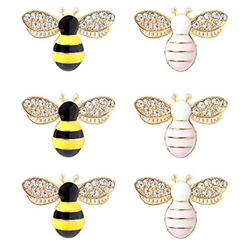 20 Pcs Enamel Bee Charms Pendants in Yellow