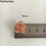 20 Pcs Filigree Brass Cast Flowers 16mm Silver 3D Flowers Bead Caps