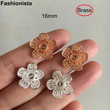 20 Pcs Filigree Brass Cast Flowers 16mm Silver 3D Flowers Bead Caps