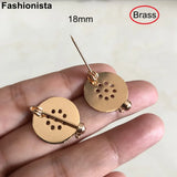 20 Pcs Gold Brass Round Tray DIY Brooch Base 18mm Handmade Jewelry Access