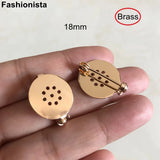 20 Pcs Gold Brass Round Tray DIY Brooch Base 18mm Handmade Jewelry Access