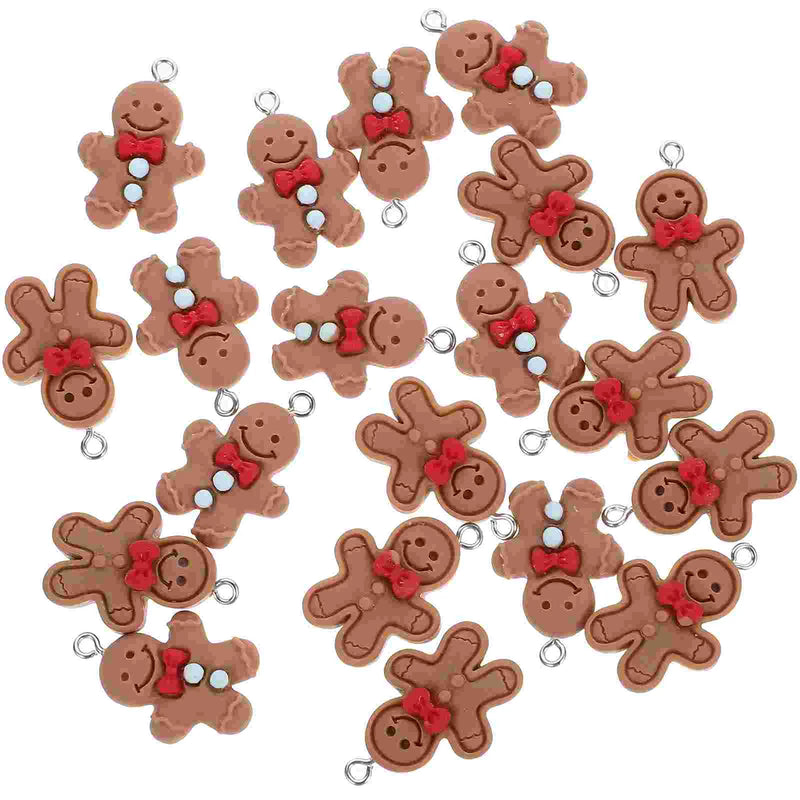 20 Pcs Gingerbread Man Charms Resin Christmas Decorations Ornaments Crafts