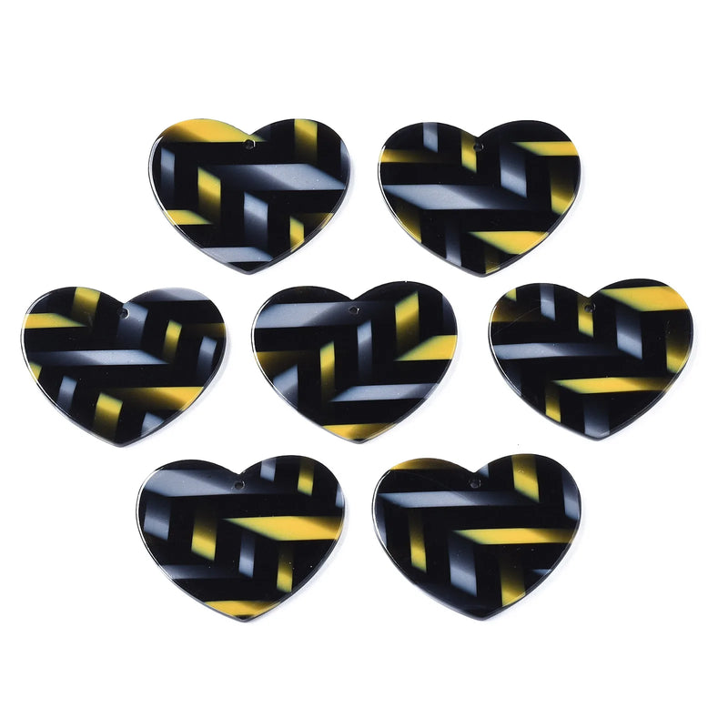 20 Pcs Heart Rectangle Resin Pendants Charms DIY Jewelry Making