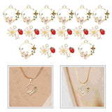 20 Ladybug DIY Pendant Keychain Charms Small Flowers
