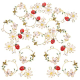 20 Ladybug DIY Pendant Keychain Charms Small Flowers