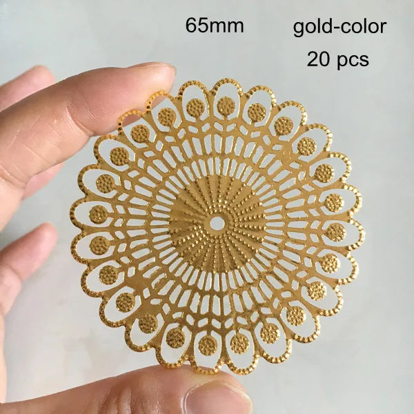 20 Pcs Large Silver Metal Filigrees 65mm Hollow Ornament Jewelry Scrapbook