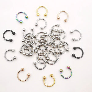 20 Pcs 16G Stainless Circular Barbells Horseshoe Nose Lip Ring Eyebrow Studs