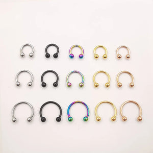 20 Pcs 16G Stainless Circular Barbells Horseshoe Nose Lip Ring Eyebrow Studs