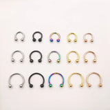 20 Pcs 16G Stainless Circular Barbells Horseshoe Nose Lip Ring Eyebrow Studs