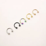 20 Pcs 16G Stainless Circular Barbells Horseshoe Nose Lip Ring Eyebrow Studs